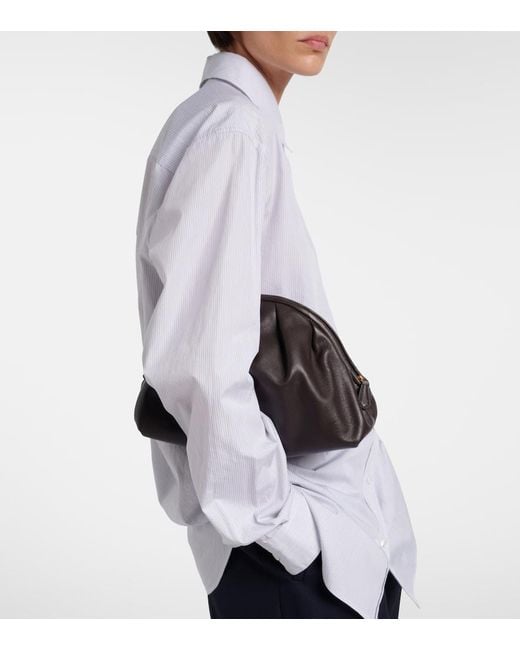 The Row Black Charlotte Small Leather Clutch
