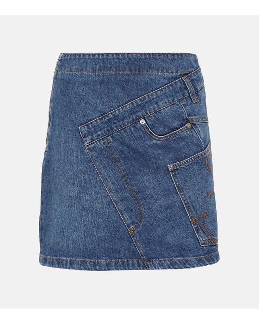 J.W. Anderson Blue Twisted Asymmetric Denim Miniskirt
