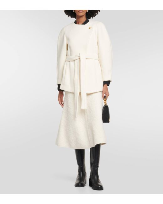 Manteau en laine melangee Chloé en coloris White