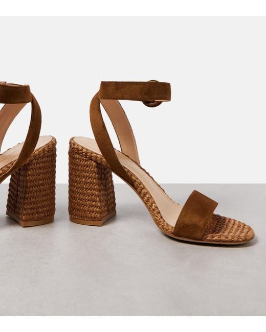 Gianvito Rossi Brown Sue 85 Suede-Trimmed Sandals
