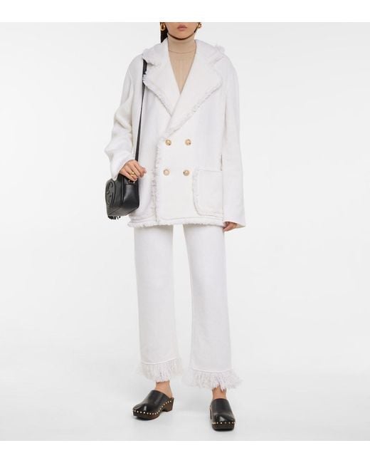 Alanui White Cordillera Fringed Virgin Wool Pants
