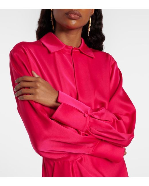 Jonathan Simkhai Red Talit Draped Satin Wrap Dress
