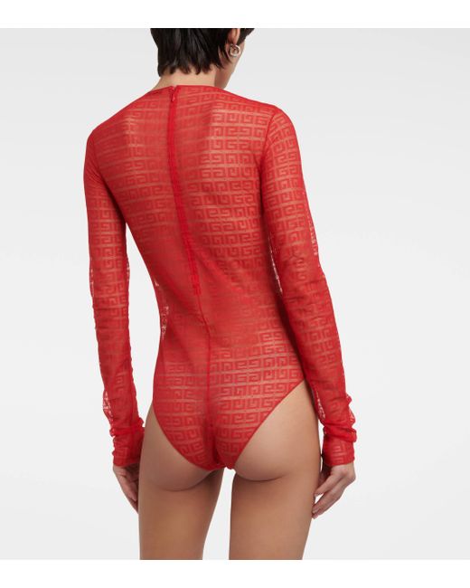 Givenchy Red 4g Lace Bodysuit
