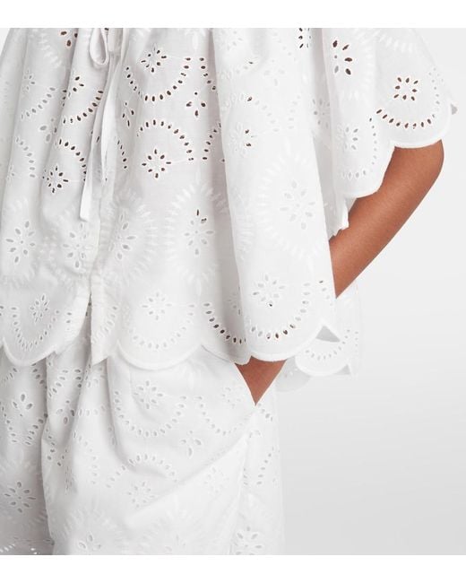 Faithfull The Brand White Fondaco Broderie Anglaise Top