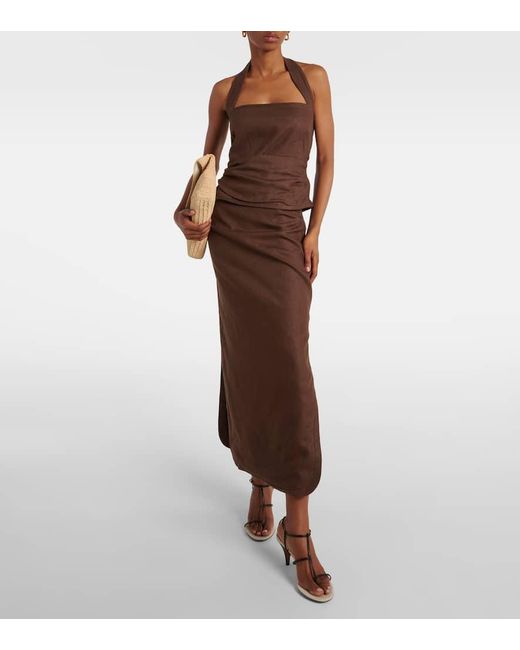 Sir Brown Top Jerry Halter Bodice Aus Leinen