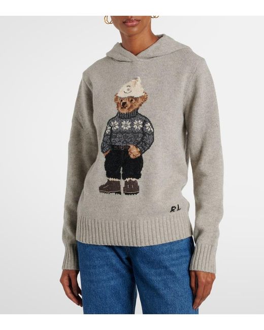 Polo Ralph Lauren Gray Hoodie Polo Bear Aus Wolle Und Kaschmir