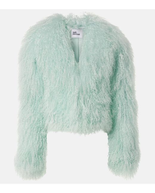 Self-Portrait Green Shearling Jacket