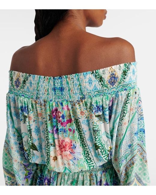 Camilla Blue Crystal-Embellished Silk Minidress