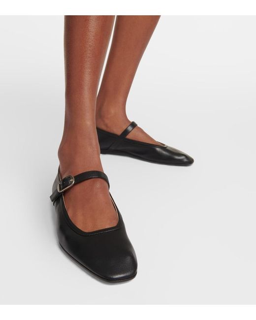Le Monde Beryl Leather Mary Jane Ballet Flats in Black | Lyst