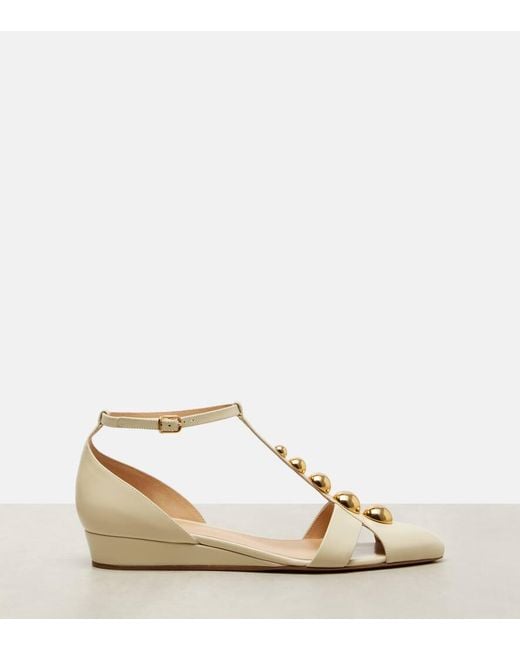Chloé Natural Embellished Leather Flats