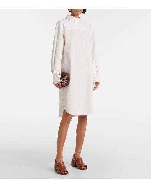 Dries Van Noten White Cotton Poplin Minidress