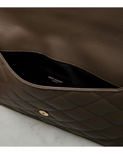 Saint Laurent Natural Paris Leather Clutch