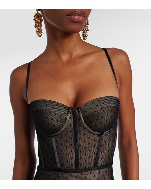 Zimmermann Brown Dot Mesh Bodysuit