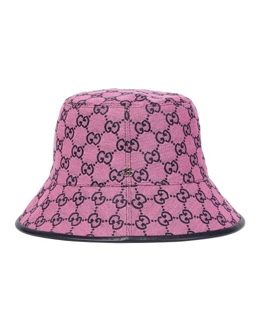 Cappello da pescatore in canvas GG Multicolor di Gucci in Pink