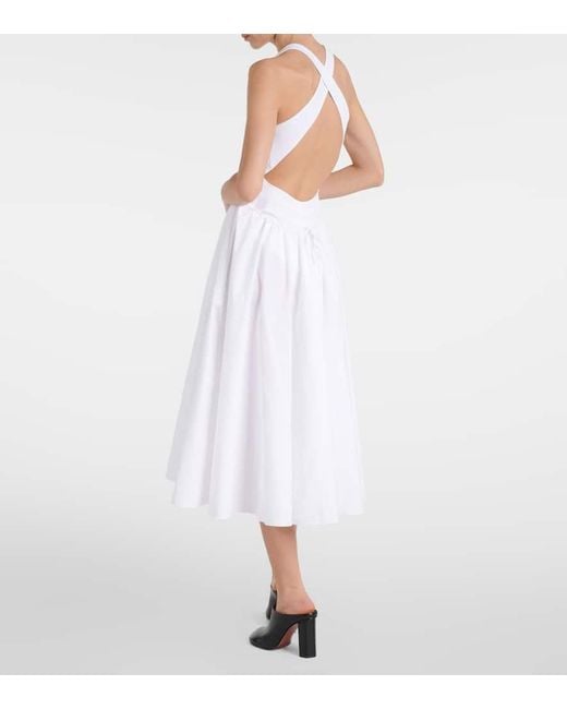 Vestido Midi De Popelin De Algodon Alaïa de color White