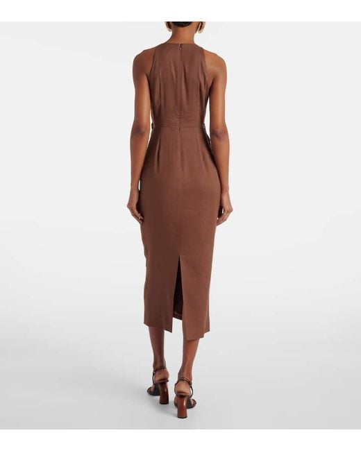 Veronica Beard Brown Isla Embellished Midi Dress