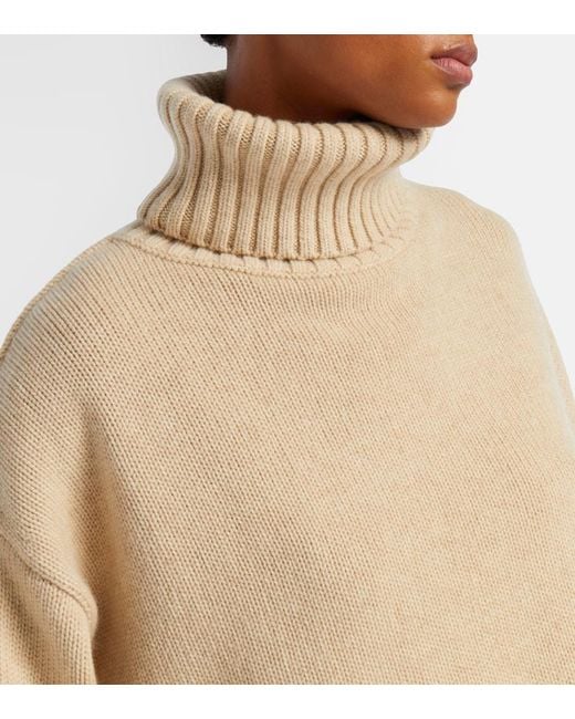 Extreme Cashmere Natural N°434 Crop Xtra Cashmere Turtleneck Sweater
