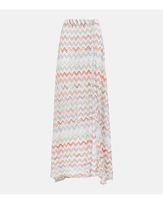 Missoni White Zigzag Metallic Maxi Skirt