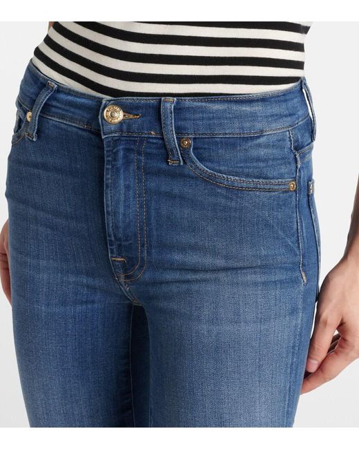 7 For All Mankind Blue Slim Illusion Luxe High-Rise Skinny Jeans