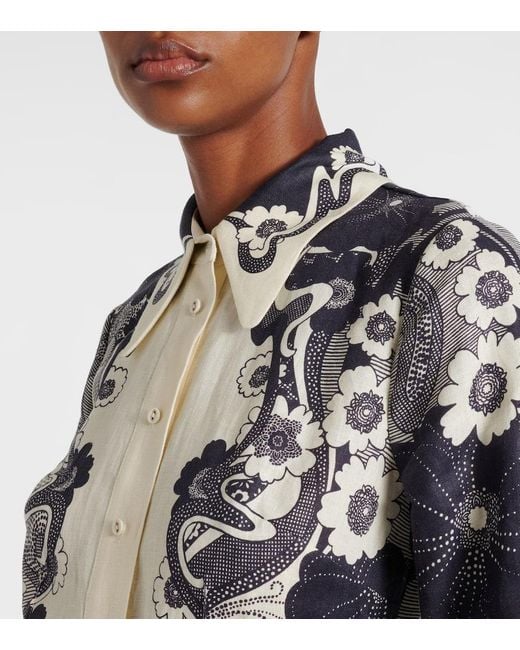 ALÉMAIS White Mickey Printed Linen Shirt Dress