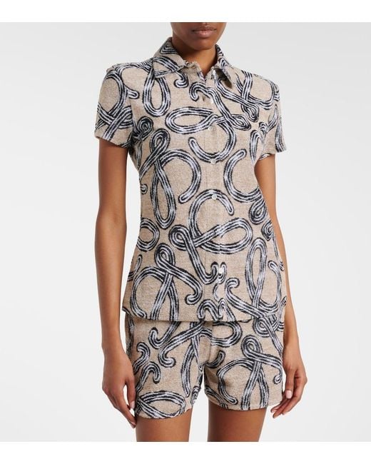 Loewe White Paula's Ibiza Anagram Cotton-Blend Shirt