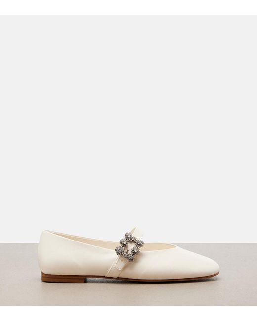 Roger Vivier White Roundytoe Leather Ballet Flats