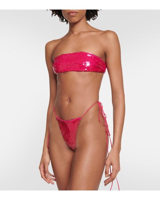 LAQUAN SMITH White Sequined Side-Tie Panties