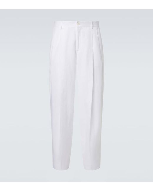 Dolce & Gabbana White Linen Tapered Pants for men