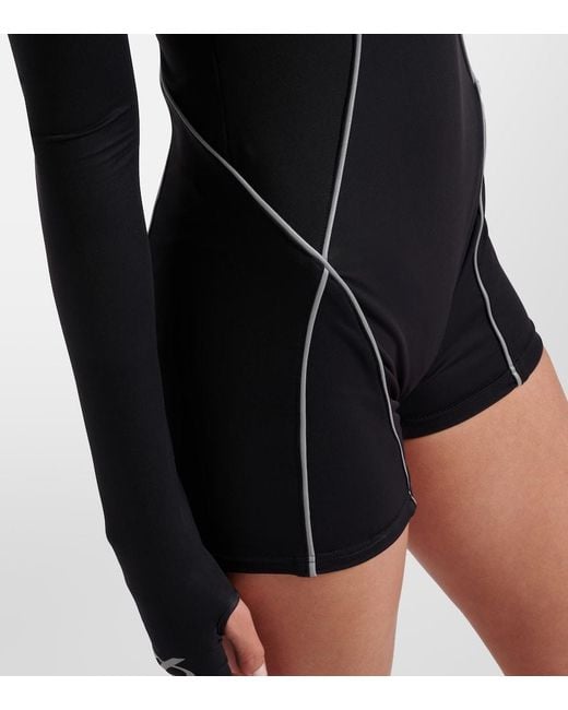 Balenciaga Black Logo Zip-Up Bodysuit