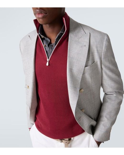 Brunello Cucinelli Pullover Aus Rippstrick in Red für Herren