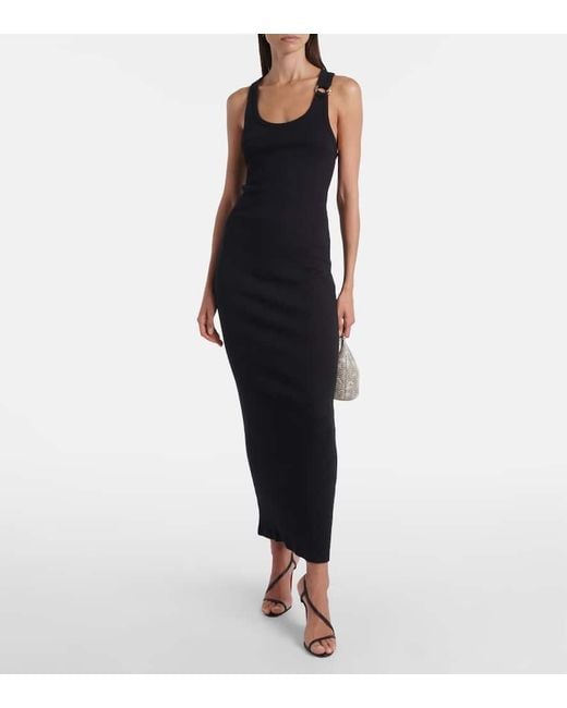 Jean Paul Gaultier Black Maxikleid Piercing Aus Baumwoll-Jersey