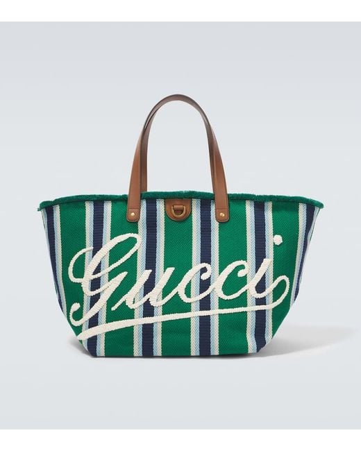 Gucci Bestickte Tote Bag Large in Green für Herren