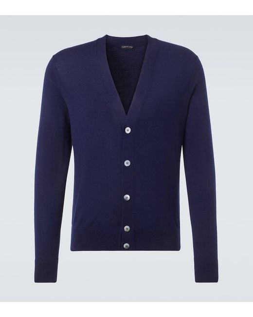 Tom Ford Blue Wool Cardigan for men