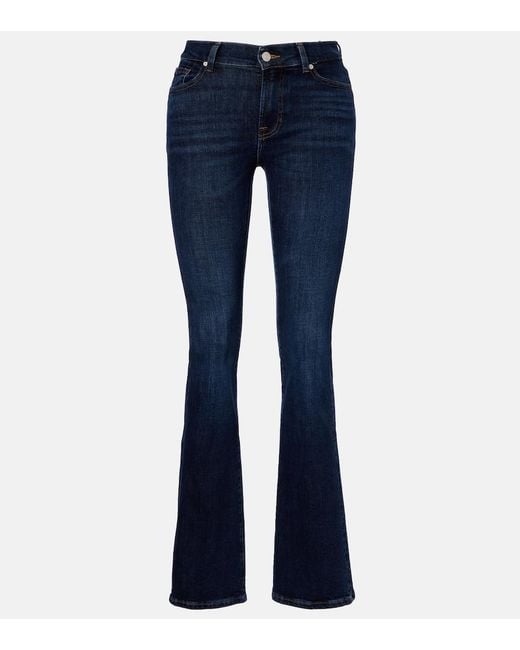 7 For All Mankind Blue Low-Rise Bootcut Jeans