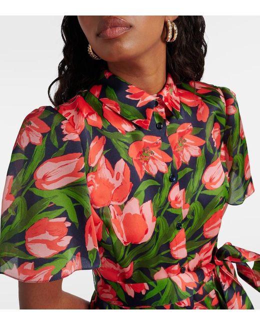 Vestido camisero de seda floral Carolina Herrera de color Multicolor