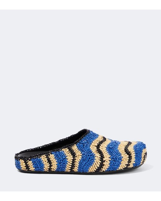 Marni Blue No Vacancy Inn Striped Woven Mules for men