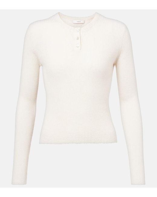 Vince White Cashmere And Silk Henley Shirt