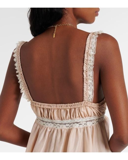 Chloé Natural Top Aus Seide Mit Spitze