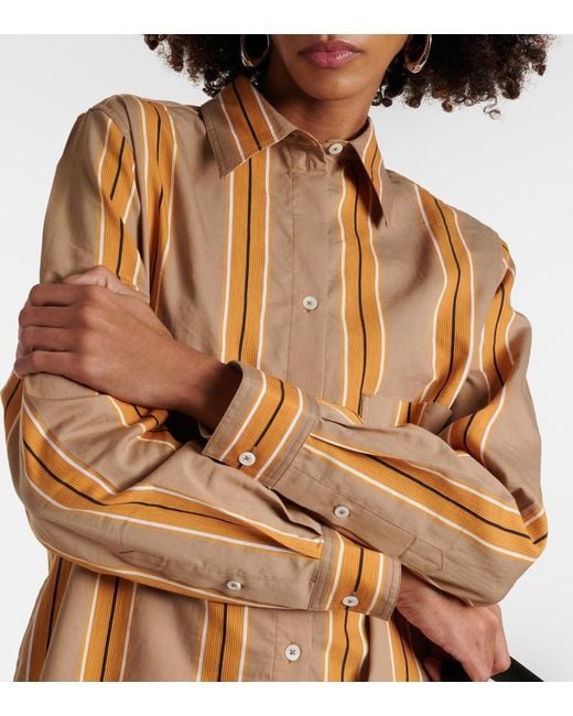 Totême  Natural Jacquard Striped Cotton-Blend Shirt Dress