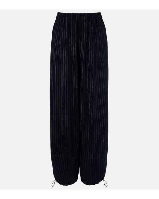 Frankie Shop Blue Oakdale Pinstripe Wide-Leg Pants