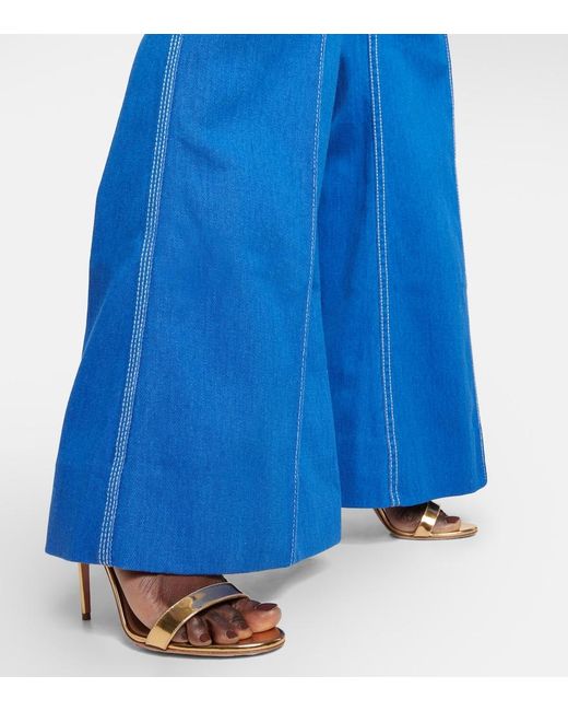 Zimmermann Blue Embroidered High-rise Flared Jeans