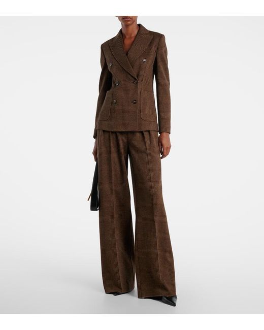 Max Mara Brown Zulma Plaid Cotton And Wool-Blend Blazer