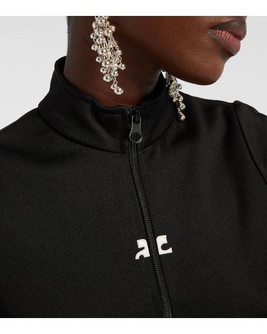 Courreges Black Interlock Logo Zip-Up Jersey Top