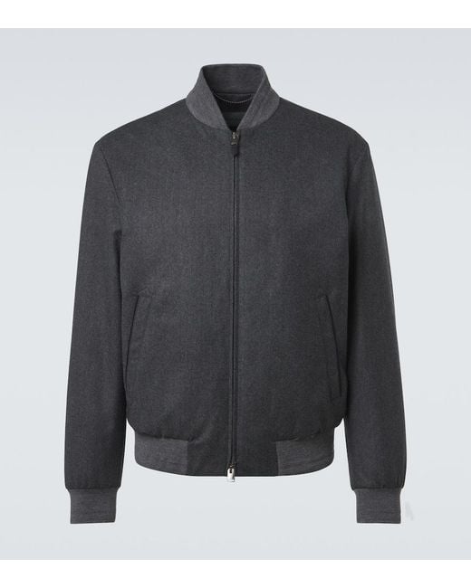Canali Gray Wool Bomber Jacket for men