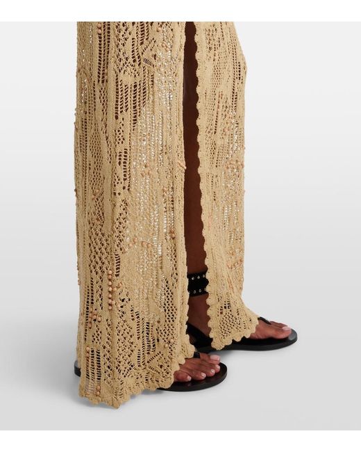 Isabel Marant Natural Ornella Beaded Crochet Maxi Dress