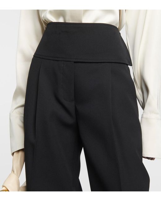 Jil Sander Black High-Rise Wool Wide-Leg Pants