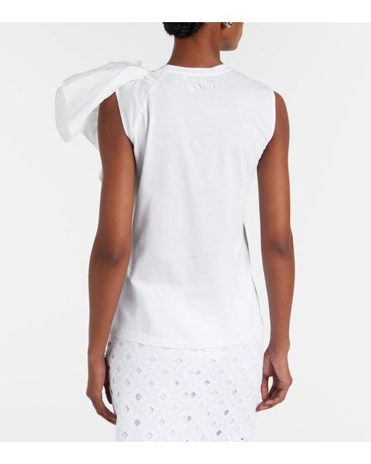 Max Mara White Elegante Taglio Cotton Jersey Top