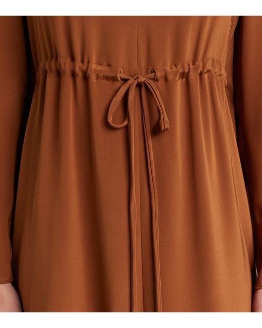 Max Mara Brown Silk Satin Midi Dress