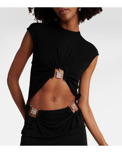 Christopher Esber Black Embellished Cutout Jersey Maxi Dress