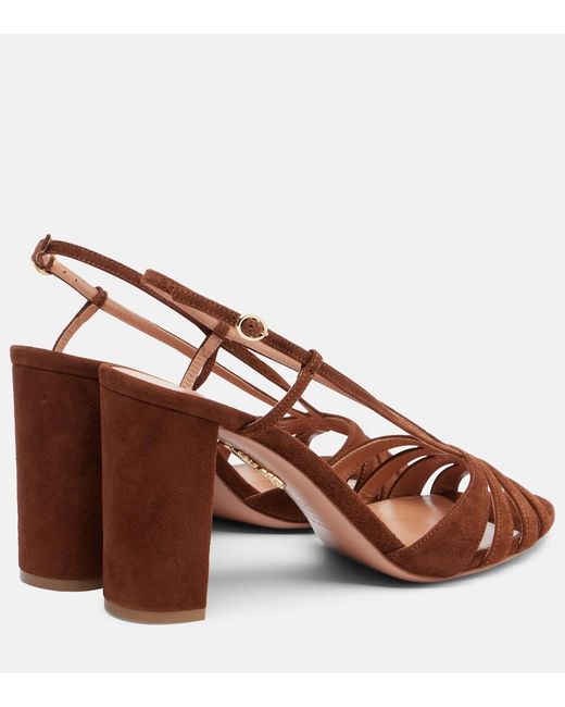 Aquazzura Brown Aimee 85 Suede Sandals